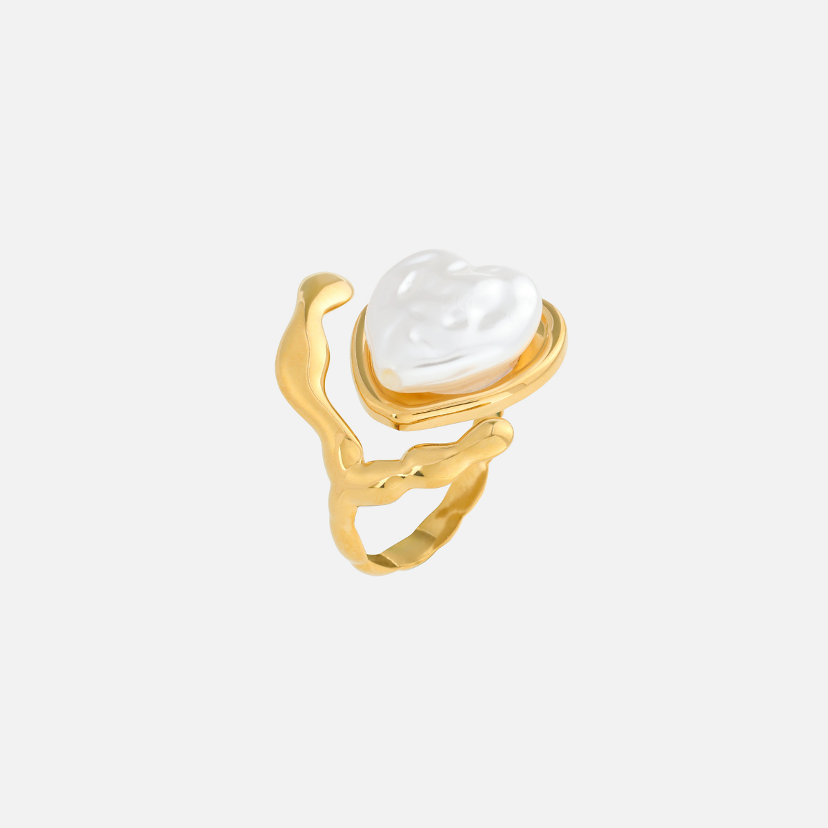 Pearl Heart Ring (Adjustable) by Arley London — view 1